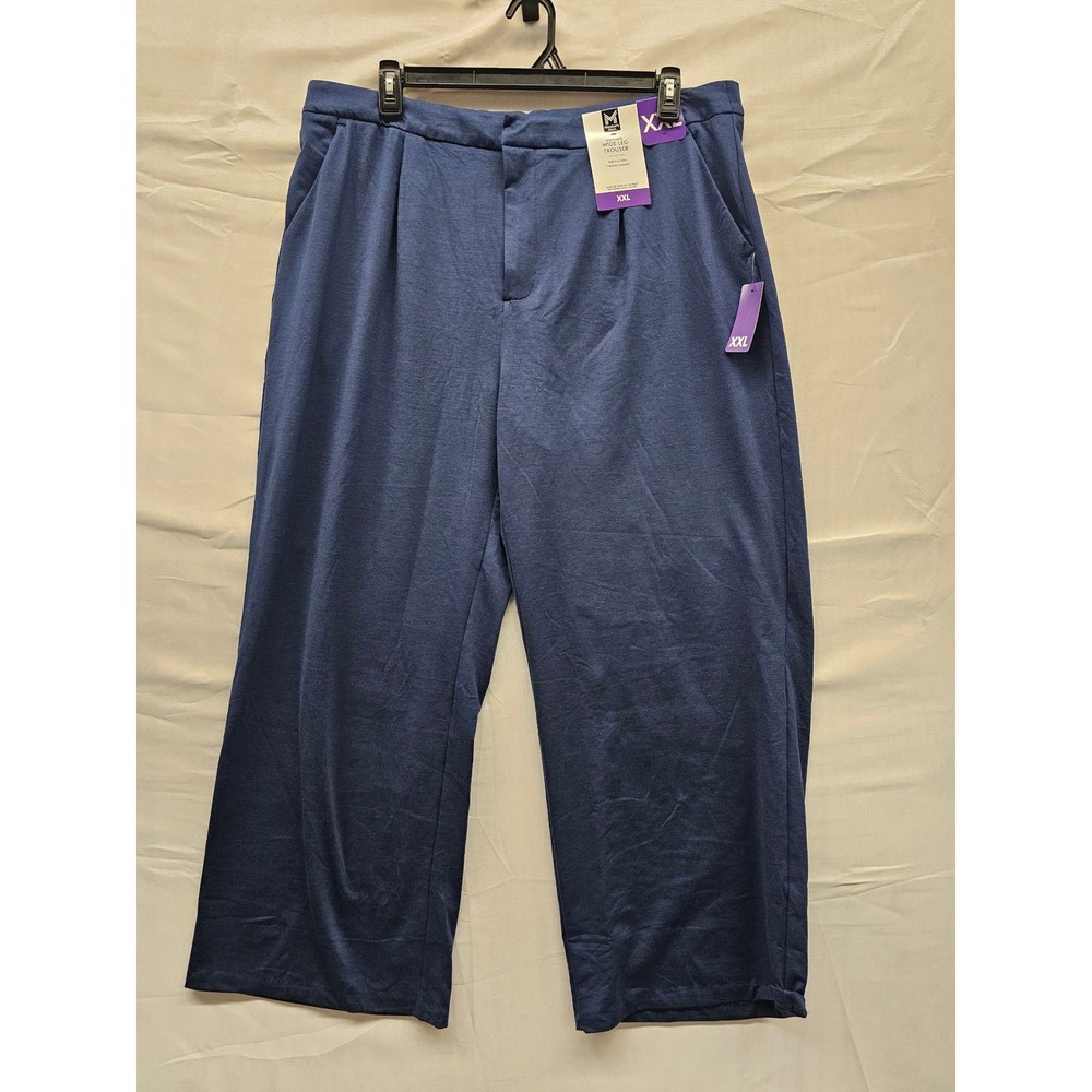Member's Mark Womens Wide Leg Trouser Blue Poly‎ Blend Relaxed Size XXL